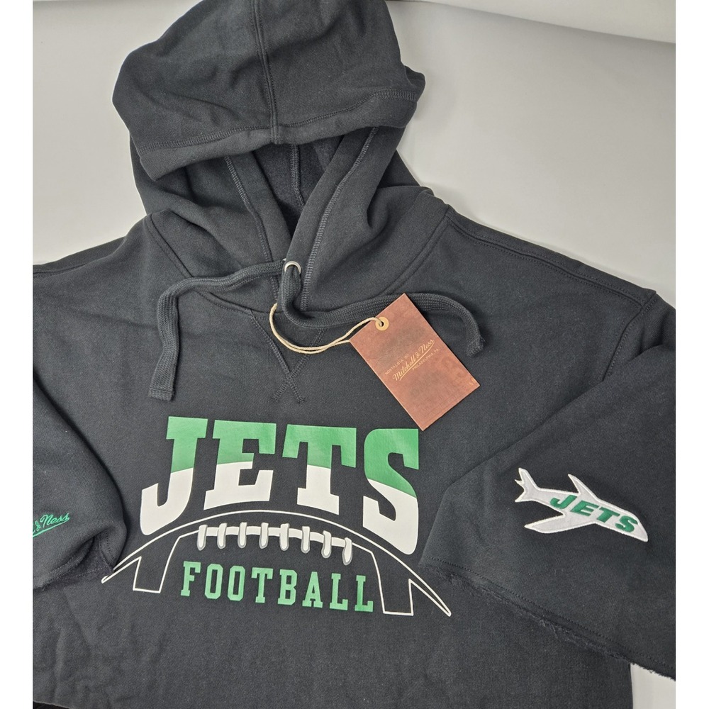 New York Jets Mitchell & Ness Hoodie Mens M NFL Throwback‎ On Field Pre Game SS